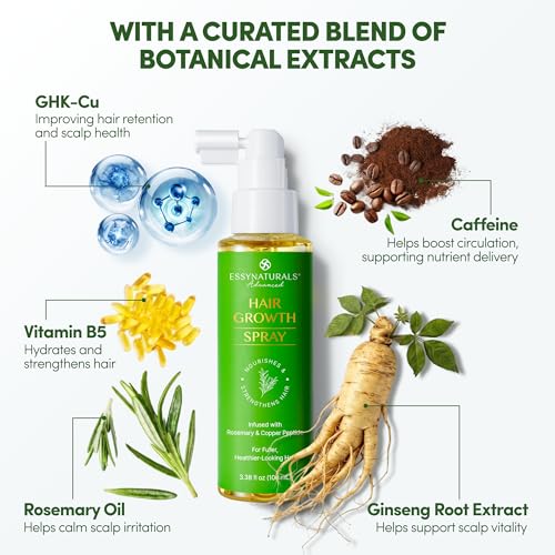 Essynaturals Peptide Hair Growth Spray with Botanical Extracts - 3.38 Fl Oz