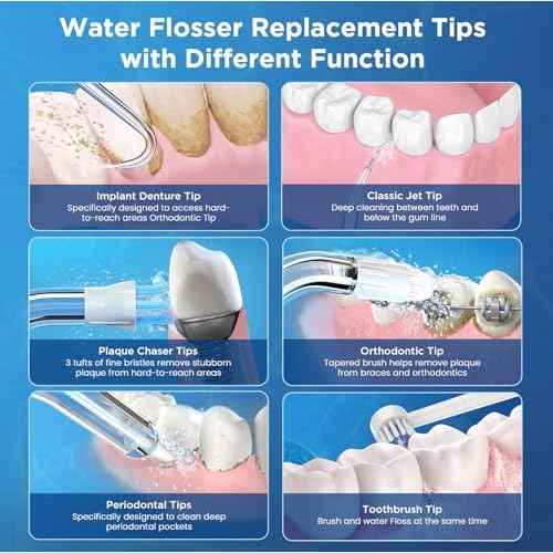 12PCS for Waterpik Replacement Heads, Replacement Picks Water Flosser Replacement Tips for Water Pik(6 Classic Jet Tips + Other 6 Different Tips)