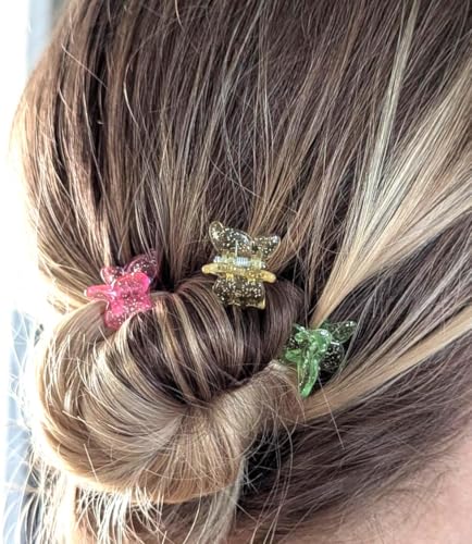 100 Mini Butterfly Hair Clips - Colorful Sparkly Claw Clips Set