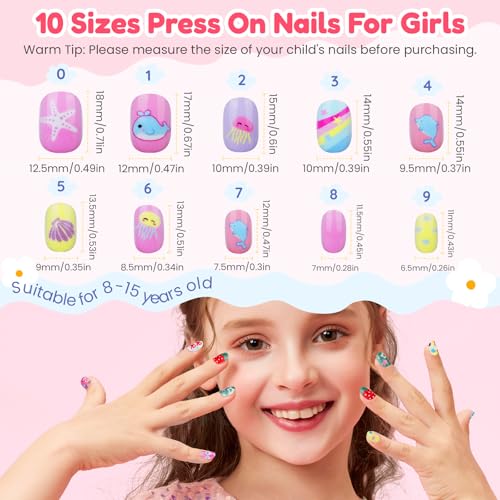 Teenitor 360 Pc Press On Nails for Kids - 15 Styles, 12 Sizes