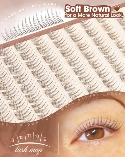 Mavphnee Brown Eyelash Clusters 8-12MM Natural Wispy Fake Lashes for Daily Wear