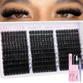 Lanflower Fluffy Lash Clusters Kit Volume 300Pcs Eyelash Clusters with Spikes Manga Cluster Eyelash Extensions Kit Wispy Lash Extension Kit 12-20mm High Capacity Eyelash Extension Kit for Beginners