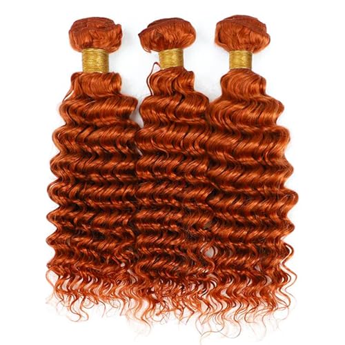Color 350 Ginger Deep Wave 3 Bundle Hair Extensions 12 14 16 Inch