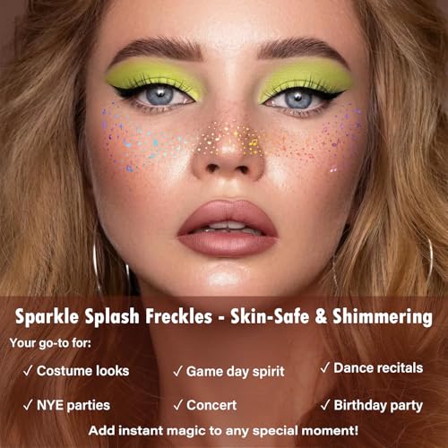 20 Pcs Holographic Glitter Freckles Face Tattoos - Waterproof Makeup Patches