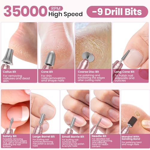 Cordless Nail Drill 35000RPM with LCD Display