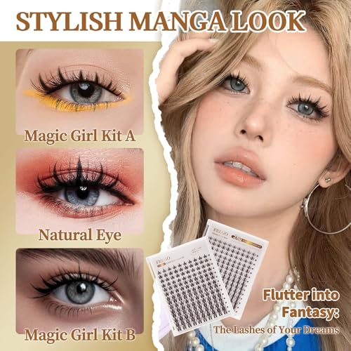 FEEGO Natural Lash Extension Kit 168Pcs Lash Clusters Kit Wispy Eyelash Extensions Individual Lashes Extensions with Bond and Seal Lash Glue and Eyelash Extension Tweezers DIY (MAGIC GIRL KIT - B)
