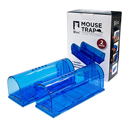 Humane Mouse Trap | Catch and Release Mouse Traps That Work | Mice Trap No Kill for mice/Rodent Pet Safe (Dog/Cat) Best Indoor/Outdoor Mousetrap Catcher Non Killer Small Capture Cage (Blue)