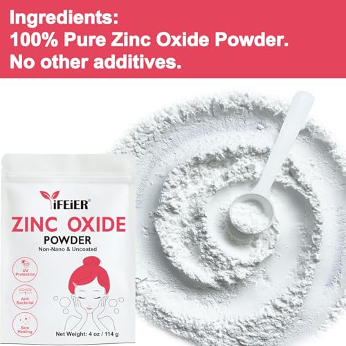 Zinc Oxide Powder | 4oz (114g) 100% Pure Non Nano Uncoted Zinc Oxide Powder for Skin Protection | Cosmetics Grade Ideal for DIY Sunscreen, Lotion, Deodorant, and Skincare