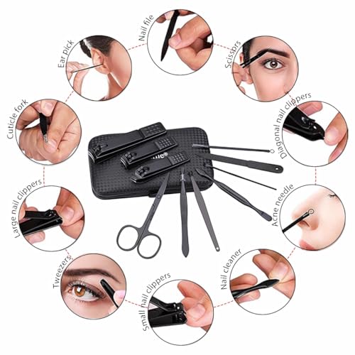 Professional 10-in-1 Stainless Steel Manicure Set with Travel Case