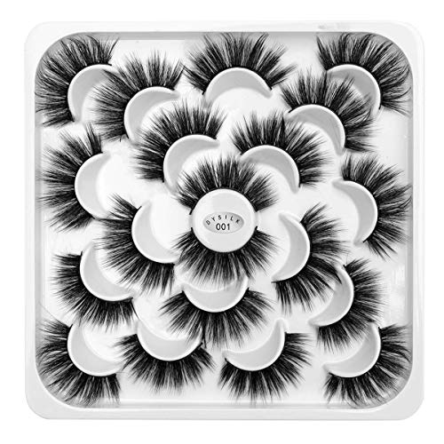 DYSILK Mink Eyelashes Faux 6D Long Dramatic Eyelashes and 10 Styles Mixed Lahses 20 Pairs