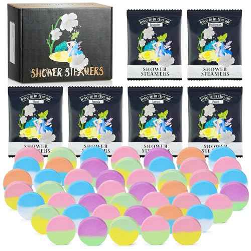 48pcs Aromatherapy Shower Steamers - Relaxation Birthday Christmas Set for Women and Men, Shower Bombs Tablets for Stress Relief and Self Care, Luxury Home Spa