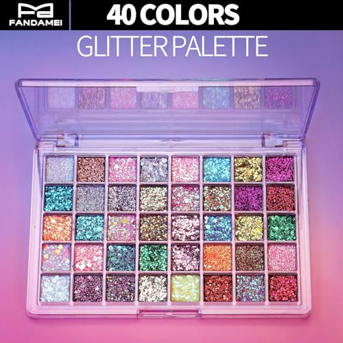 Fandamei 40 Colors Face Glitter Gel - No Glue Needed