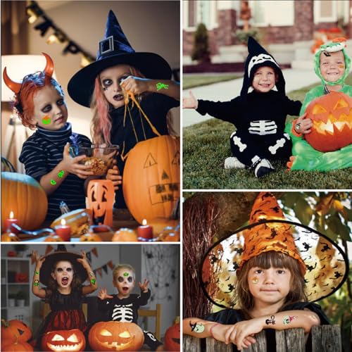 Halloween Temporary Tattoos for Kids 20 Pack Glow in the Dark Party Tattoos Birthday Party Decorations Assorted Goodies Tattoos Goody Bag Supplies