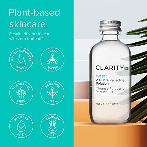 ClarityRx Fix It 2% Pore Perfecting Solution with Salicylic Acid for Acne-Prone & Oily Skin, Natural and Plant Based