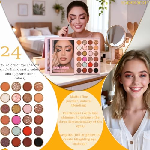 55-Color Eye Shadow Palette with Blush & Highlight - Makeup Kit