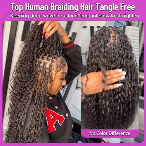 24-Inch Deep Wave Boho Braiding Hair - 100% Human Hair Bundles