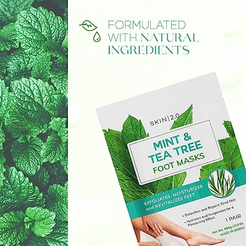 Tea Tree & Mint Foot Masks - Soothing Hydration & Exfoliation - 3 Pairs