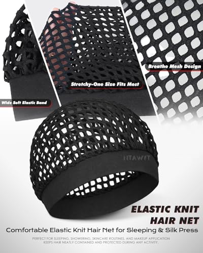 2 Pack Black Hair Nets for Sleeping - Comfortable & Secure Fit