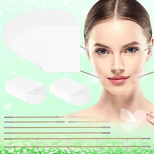 Invisible Face Lifting Tape, 60Pcs Face Lift Tape, Facelift Tape for Face Invisible with 8 Strings, Facial Lift Strips and Bands for Sagging Skin, Makeup Face Neck Tape for Eyes and Brows