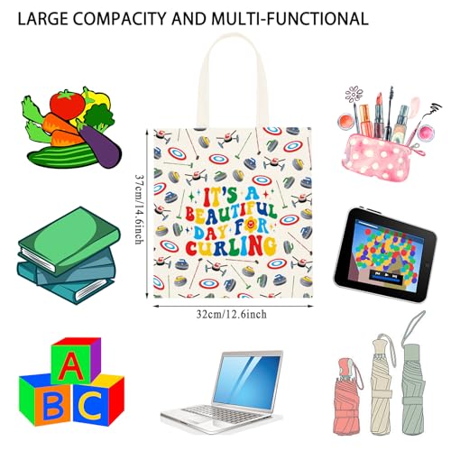 TSOTMO Cute Curling Tote Bag for Curling Fans Sport Lover Gift - It's a Beautiful Day for Curling