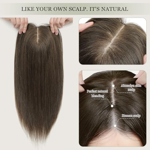 Aimeolyn Human Hair Topper 16" Large Base for Thinning Hair