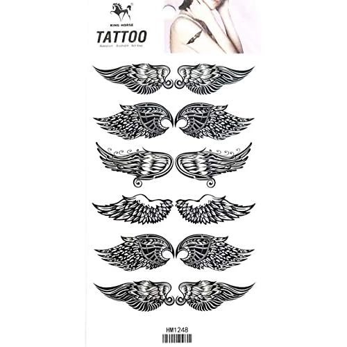Tattoos 2 Sheets Angel Wings Cartoon Tattoo Art Fashion Temporary Tattoos Body Art Stickers Fake Waterproof Removable Stickers Party for Teens Men Women (08)