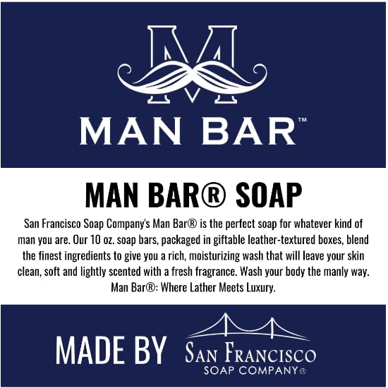 San Francisco Soap Company Man Bar 3-Piece Gift Set featuring all new scents: Midnight Amber, Cardamom & Juniper, Bergamot & Cognac - GREAT GIFT - No Harmful Chemicals - Good for All Skin Types