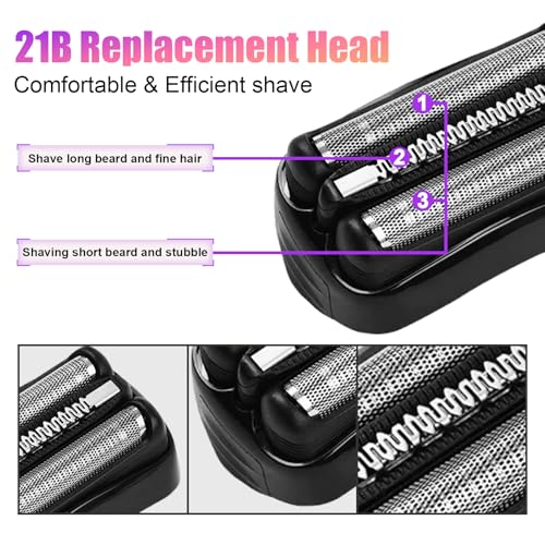 2 Pack Series 3 21B Replacement Head, Foil & Cutter Razor Head Compatible with S3 Shaver Replacement Heads 3040s 300s, 310s, 320s, 3050cc 360s 370cc-4, 3090cc Etc