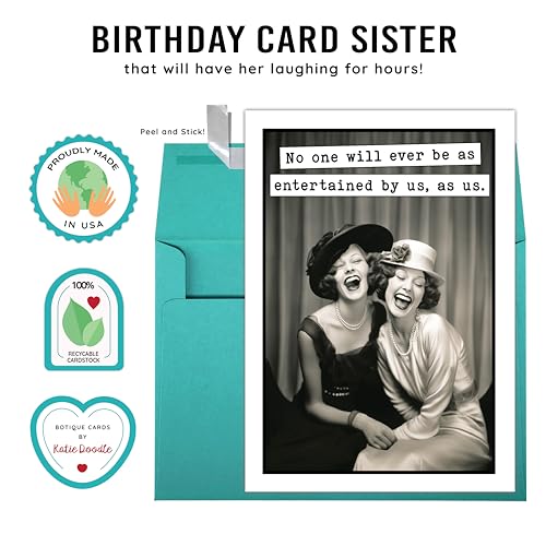 Katie Doodle - Funny, Sister Birthday Card, Birthday Card for Sister (Handmade in USA), Sister in Law Birthday Card, Happy Birthday Sister Card Funny, Sister Birthday Card from Sister to Sister