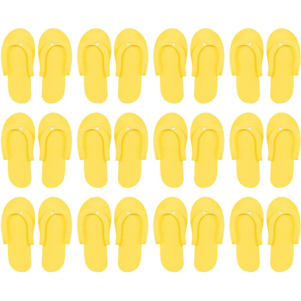 ForPro Comfy Thong Slippers Sunshine Yellow, Disposable Foam Pedicure Slippers for nail salons & Spas, 12Count