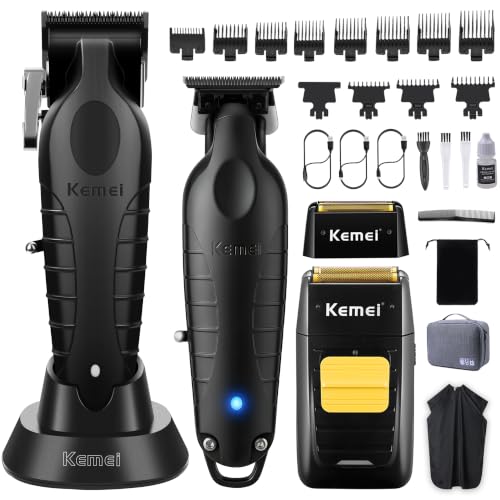 KEMEI Professional Hair Clipper Trimmer Shaver Set with Guide Combs