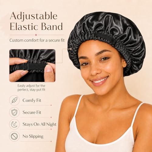 Women's Satin Bonnet Sleep Cap – Double Layer, Adjustable