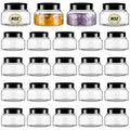 Tessco for you 24 Pack Plastic Jars with Lids Labels Multiuse Containers Empty Body Scrub Jars Round Refillable Cosmetic Body Butter Containers for DIY Slime Make Up Storage(8 oz,Clear, Black)