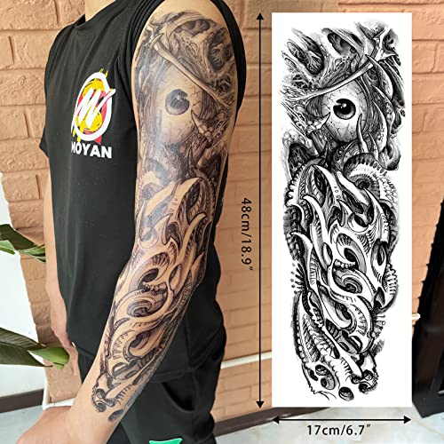 Halloween Full Arm Temporary Tattoos - 12 Sheets Waterproof