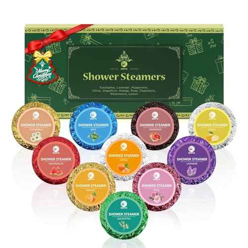 Shower Steamers Aromatherapy, Christmas Birthday Gifts for Women Men, 10 Different Shower Bombs with Fruity Floral Fragrances, Self Care Spa Gifts White Elephant Stocking Stuffers