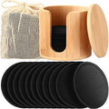 Foaincore 40 Pcs Reusable Makeup Remover Pads with Mesh Storage Bag and Bamboo Box Washable Bamboo Cotton Rounds Soft Reusable Face Pad for Toner Skin Various Skin Care Products(Black)
