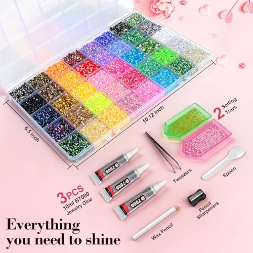 50,000 Pcs 3mm Resin Jelly Rhinestones Bedazzler Kit with B7000 Glue