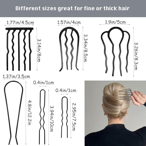 9-Piece Metal Hair Combs Set - French Twist & Updo Styling Pins