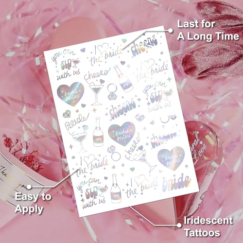 Bride's Babes Iridescent Temporary Tattoos - 80+ Designs
