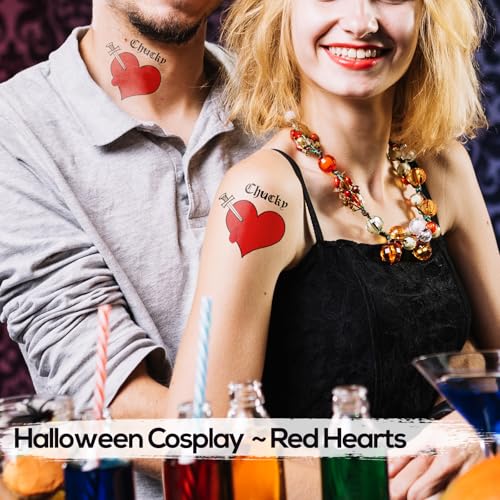 Heart Temporary Tattoos - 7-Pack Horror Design Fake Body Art