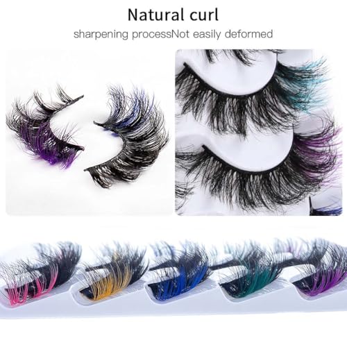 Colored Mink Eyelashes - 7 Pairs Fluffy 3D Faux Lashes