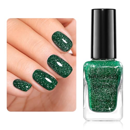 Glitter Green Nail Polish - Quick Dry, Vegan Formula