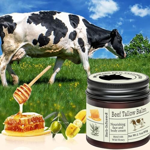 2 Pcs Beef Tallow for Skin,Face Moisturizer Whipped Tallow and Honey Balm.