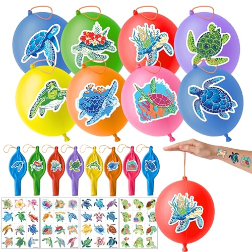 Turtle Party Favors Pack - 48 Tattoos & 24 Punch Balloons