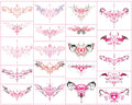 Sexy Navel Temporary Tattoos 20 Sheets Black Red Lace