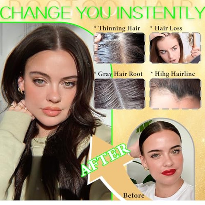 Rootoo Hair Topper 12" Human Hair Black | Thinning Hair Coverage