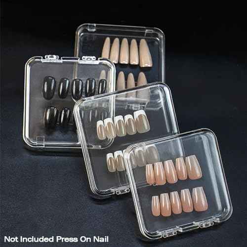 12 Pcs 2.75" Press On Nail Storage Box Container False Nail Organizer Acrylic Display Case Packaging Box with Adhesive Double Sided Tape for Nail Art (Not Included Press On Nail)