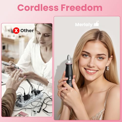 Electric Nail Drill 10-Speed Cordless with 10 Bits & LED Light