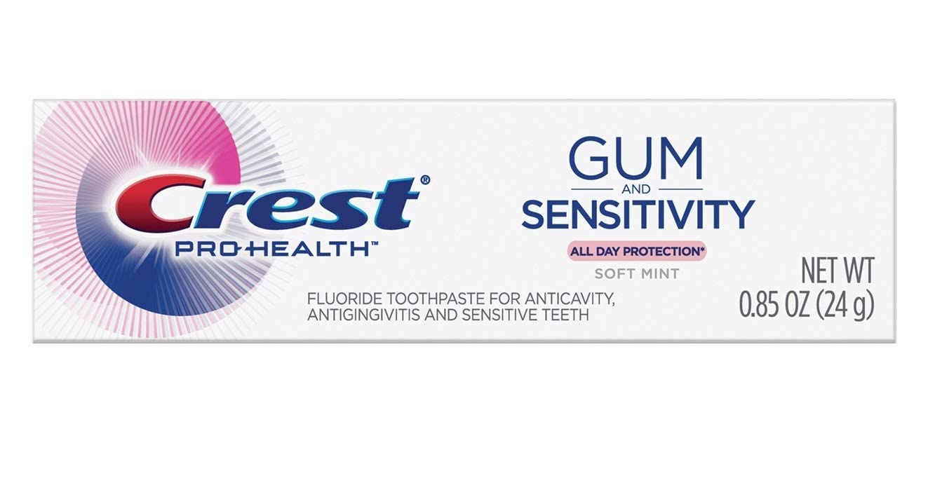 Crest Pro Health Gum and Sensitivity Toothpaste for Sensitive Teeth, Soft Mint, Travel Size 0.85 oz (24g) - Pack of 36