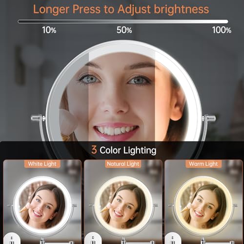FUNTOUCH 5000mAh Rechargeable Wall Mount Makeup Mirror 1X/30X Magnifying